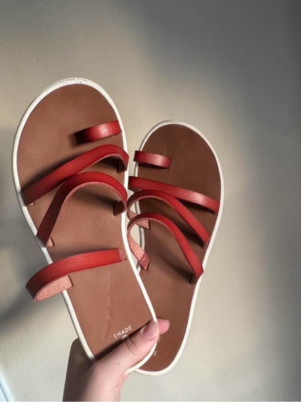 Shade & Shore Red Strappy Flat Sandals